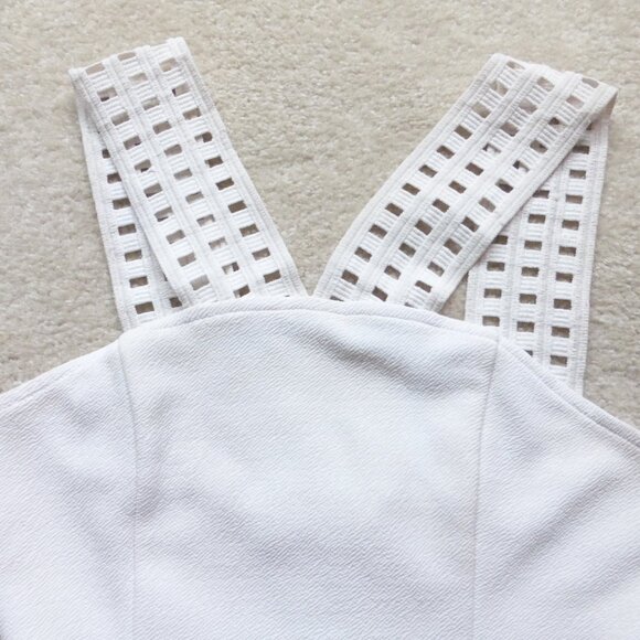 BEBE white peplum top with thick straps and small cut out details - Picture 11 of 13